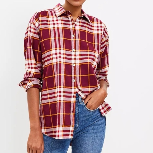LOFT Tops - Loft Red Plaid Everyday Oversized Flannel